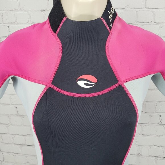 Bare Black Pink 2mm Nixie Springsuit Shorty Wetsuit Swim Short Sleeve Size 2 - Picture 8 of 13